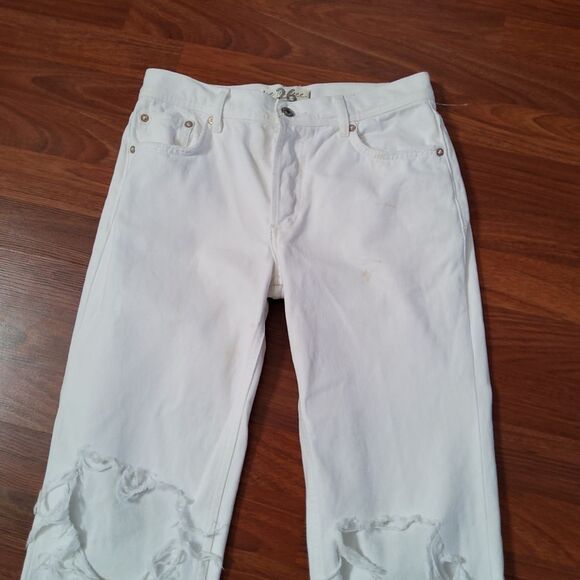 Free People We The Free Maggie Destroyed Distressed White Denim Jeans 26 - Picture 3 of 9